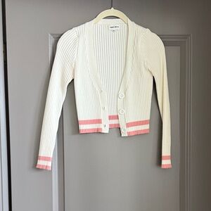 Superdown Cream Ribbed Knit Top